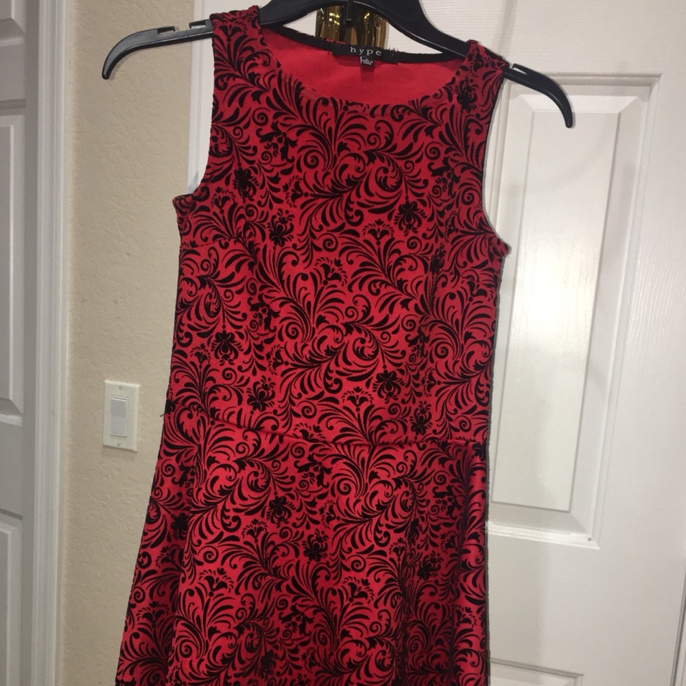 Red and black skater dress